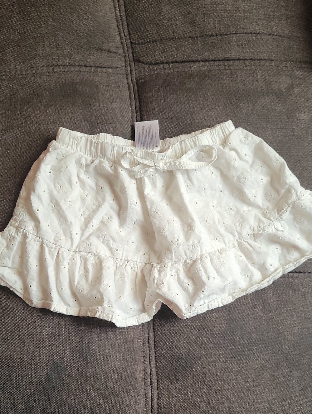 Carter's White Eyelet Ruffle Skort with Bow Tie Waist